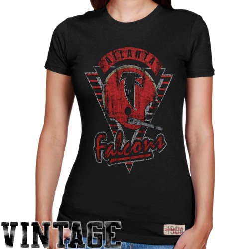 Mitchell & Ness Atlanta Falcons Ladies Vintage Graphic Premium T-Shirt - Black (Small)