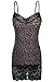 Bozzolo Women's Leopard Print Lace Trim Spaghetti Adjustable Strap Long Tank Cami Top