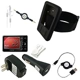 Creative Zen Protective Silicone Cover Case (BLACK) w/ 2in1 Sync Charging USB Retractable Data Cable, Universal USB Wall / Travel Charger, USB Car Charger, Retractable 3.5mm to 3.5mm Auxiliary MP3 Jack Cable, Earphones, and Screen Guard / Protector