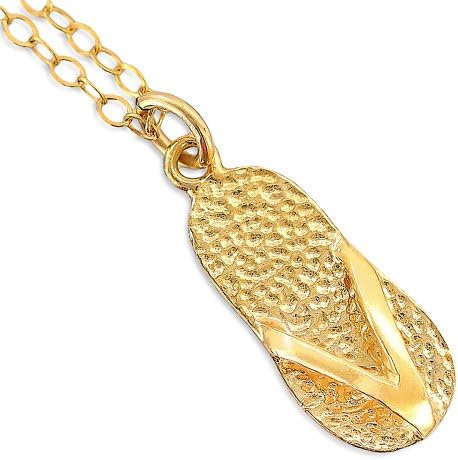 Gold Plated 14k Necklace Slipper Shoes Warrenty Lady Charm & Chain