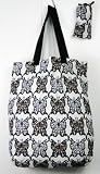 Trendy Linen Shopping Tote Bag - Butterflies Pattern