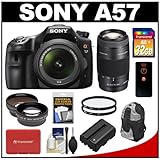 Sony Alpha SLT-A57 Translucent Mirror Technology Digital SLR Camera Body & 18-55mm Lens with 75-300mm Lens + 32GB Card + Battery + Filters + Backpack + Tripod + Remote + Tele/Wide Lens Kit