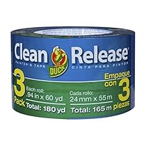 Duck Brand 240180 Clean Release Painter's Tape, 0.94 Inches by 60 Yards, Blue, 3-Pack of Rolls
