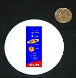 3 button / pin printed with pluto, mercury, solar system, neptune, mars, jupiter, saturn, earth, uranus, venus, sun, milky way