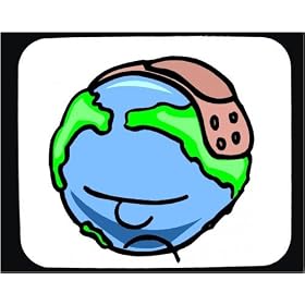 Decorated Mouse Pad with band-aid, sick, globe