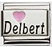 Delbert Pink Heart Laser Name Italian Charm Link