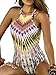 Blooming Jelly Women's One Piece High Cut Halter Backless Criss Cross Monokini Tropical Tribal Print Swimsuit(M) Multicoloured