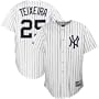MLB Mark Teixeira New York Yankees Youth Short Sleeve 6 Button Synthetic Replica Jersey (Wht/Nvy Pinstrps, Large)