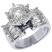 Jewelry : 14k White Gold 5.45 Carats Round & Baguette Diamond Engagement Ring