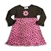 Girlfriends by Anita G - Girls Long Sleeve Dress, Brown, Fuschia (Size 4T)