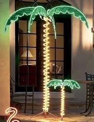7' Tropical Lighted Holographic Rope Light Palm Tree
