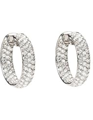 18K White Gold Diamond Inside/Outside Hoop Earrings - 4.00 Ct. -- LIFETIME WARRANTY