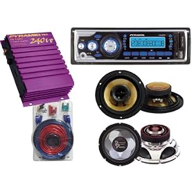 Pyramid Complete Audio System for the Car/Truck/SUV -- 1704MP AM/FM Receiver MP3 Playback USB/SD/AUX + PB110PX 2-Channel 240w Pro Plus Amplifier + Pair of 6.5