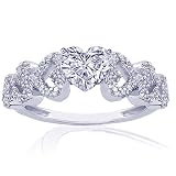 1.50 Ct Heart Shaped Petite Diamond Engagement Ring Pave Setting 14K WHITE GOLD