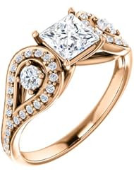 18K Rose Gold Princess Cut Diamond Ring -- LIFETIME WARRANTY