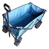 Timber Ridge Folding Camping Wagon, Garden Cart, Large Wheels, Collapsible, All Terrains, Gray Blue