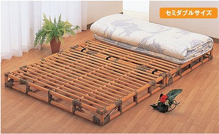 籐　すのこベッド　セミダブルサイズ　Y907
