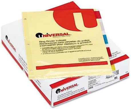 UNIVERSAL 20830 Economical Insertable Index, Multicolor Tabs, 5-Tab, Letter, Buff, 24 Sets/Box