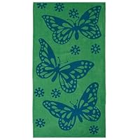 Butterfly Green Blue - Terry Jacquard Beach Towel size 30x60 - 400 grams 100% Pure Ringspun Cotton - Brilliant intense vibrant colors - Highly absorbent easy care machine wash - Use for picnic poolside or as a colorful bath towel - Save 53%