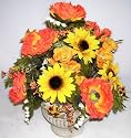 16" Sunflower & Poppy Silk Floral Arrangement