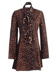 Leopard Print Long Sleeves Skater Dress 