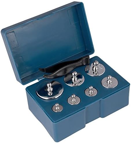 7 Pieces 500 Gram Stainless Steel Calibration Weight Set ( 200g 2x100g 50g 20g 20g 10g) with Case and Tweezers for Digital Jewellery Scale Science Lab Weights Weighing Scales Balance Scale