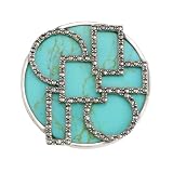 Sterling Silver Marcasite Geometric Overlay Synthetic Turquoise Pin