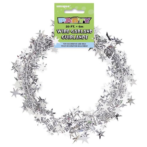 Silver Star Wire Garland 20 Feet/Pkg-
