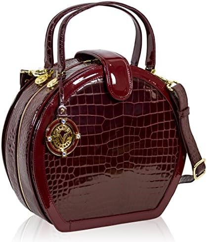 Valentino Orlandi Italian Designer Burgundy Croc Leather Purse Hard Box Bag