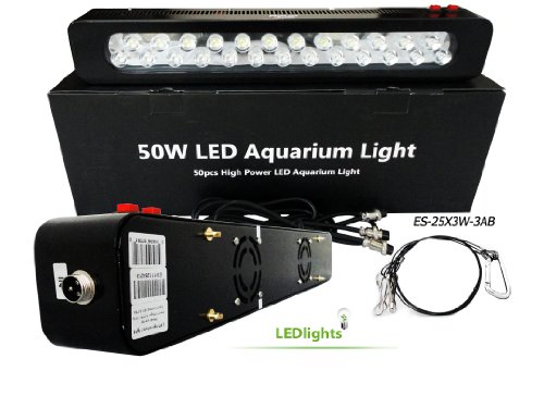 Aqua Pro 75W (25x3W) CREE LED Aquarium Reef Tank Coral Light White/Blue Aluminum