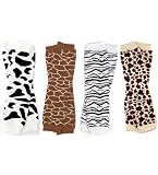 My Little Legs Animal print 4 pack of leg warmers in cow, giraffe, zebra & leopard for babies, toddler & child, One Size