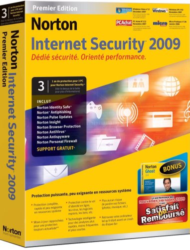 Norton Internet Security Premier 2009 + Norton Ghost 12 (3 Postes / 1 An)