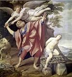 Abraham Sacrificing Isaac by Domenichino. Size 20.63 X 22.00 Art Poster Print on Canvas