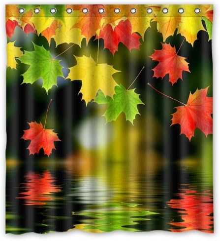 Modern Autumn Yellow Maple Leaves Tree Mildew Proof Polyester Shower Curtain 66" x 72"