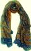 100% Silk, High Quality, Unique Designer Print Big Scarf, Hand Woven with Beautiful Border Accessory, Sofa Throw, Ethnic Paisly Blue Beige Great Gift for Girls Women Ladies
