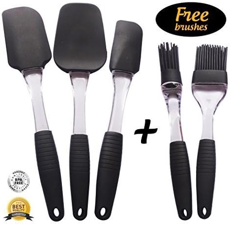 Silkitch Premium Set Of 3 Best Silicone Spatula and Silicone Brush, Kitchen Utensils Gadgets, Cooking, Grilling, Set Of 5 Silicone Kitchen Accessories Essential Kitchen Best Tools by Silkitch