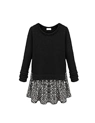 Plus Size Round Neck Floral Print Long Sleeves Chiffon/Cotton/Knit Mini Dress 