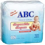 A.B.C. Diapers Medium Diapers (12-23 Lbs), 18-Count Packages (Pack of 12)
