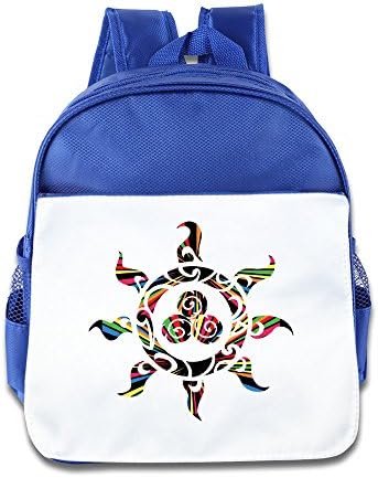 Cool Tattoo Style Colorful Tortoise Kid School Bags Unisex RoyalBlue