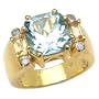 5.70 Carat Genuine Blue Topaz, Citrine & Diamond Ring