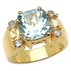 Buy 5.70 Carat Genuine Blue Topaz, Citrine and Diamond Ring by JewelzDirect