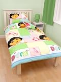 Dora The Explorer Buttons Reversible Single Bedding Set (2 Designs in 1) - Great Gift Idea