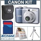 cheap Canon Powershot A1000 IS Camera Kit, Blue with 4 GB SD Memory Card, Camera Bag, Table Top Tripod, EZ Digital Photography Guide