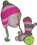 4-6x N'ice Caps Tm Cable Knit Stripe Hat and Mitten Set