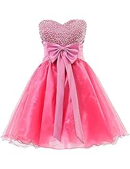 Sweetheart Cocktail Short Empire   Waistline Crystal  Fitted Organza  Dress With a Bow(s)