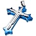 INBLUE Cross Necklace Pendant for Men Women Stainless Steel Cross Faith Necklace Cubic Zirconia Christian Prayer Gifts Friendship Jewelry with 24 Inches Silver Byzantine Chain