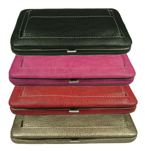 Pebbled Faux Leather Thick Fatty Flat Wallet w/ Removable Checkbook Cover