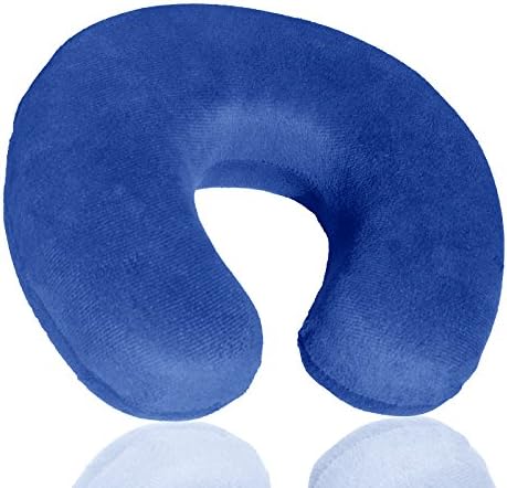 Memory Foam U Shaped Travel Pillow Neck Support Headrest Cushion (Blue)