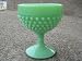 Hobnail Desert Custards Solid Green Milk Glass Footed with Pedestal and Cup