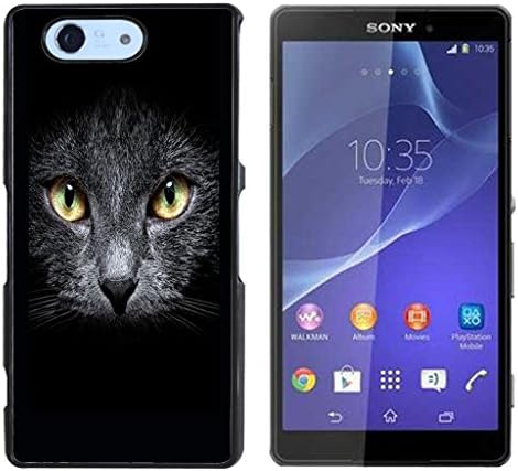 Black Cat Kitty Hard Plastic and Aluminum Back Case For Sony Xperia Z3 mini Compact